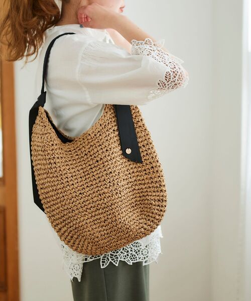 le.coeur blanc（ルクールブラン）の「グログランテープペーパーバッグ（トートバッグ・レディース・ブラック/グレイッシュベージュ・FREE）」の9枚目の写真