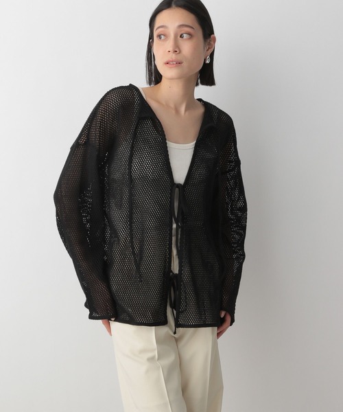 LOWRYS FARM(ローリーズファーム)の「2WAYメッシュリボンカーデロングスリーブ 190572(カーディガン/ボレロ・レディース・ブラウン/パープル/ブラック/アイボリー・SHORT/TALL)」の8枚目の写真