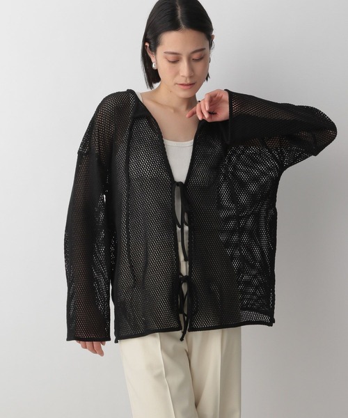 LOWRYS FARM(ローリーズファーム)の「2WAYメッシュリボンカーデロングスリーブ 190572(カーディガン/ボレロ・レディース・ブラウン/パープル/ブラック/アイボリー・SHORT/TALL)」の9枚目の写真