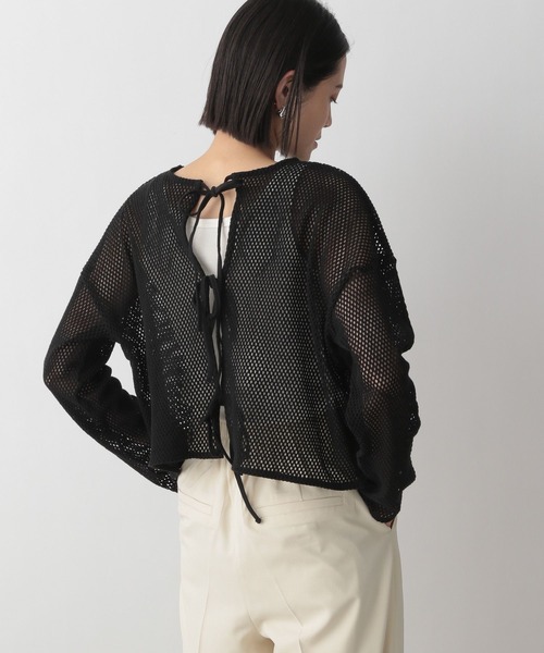 LOWRYS FARM(ローリーズファーム)の「2WAYメッシュリボンカーデロングスリーブ 190572(カーディガン/ボレロ・レディース・ブラウン/パープル/ブラック/アイボリー・SHORT/TALL)」の11枚目の写真