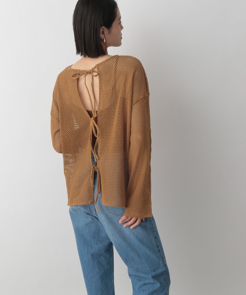 LOWRYS FARM(ローリーズファーム)の「2WAYメッシュリボンカーデロングスリーブ 190572(カーディガン/ボレロ・レディース・ブラウン/パープル/ブラック/アイボリー・SHORT/TALL)」の14枚目の写真