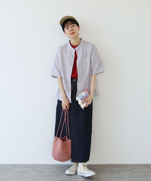 PAR ICI 美品 ストライプ スタンドシャツ  WEB別注カラー PAR ICI ブラウス シャツ VINTAGE16 無地/ギンガム/ストライプ
