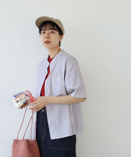 PAR ICI（パーリッシィ）の「【WEB別注カラー】先染めストライプ/無地 5分袖シャツ（シャツ/ブラウス・レディース・その他/ベージュ/ホワイト/サックスブルー・FREE）」の18枚目の写真