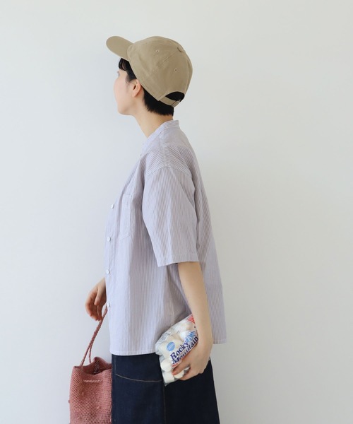 PAR ICI（パーリッシィ）の「【WEB別注カラー】先染めストライプ/無地 5分袖シャツ（シャツ/ブラウス・レディース・その他/ベージュ/ホワイト/サックスブルー・FREE）」の19枚目の写真