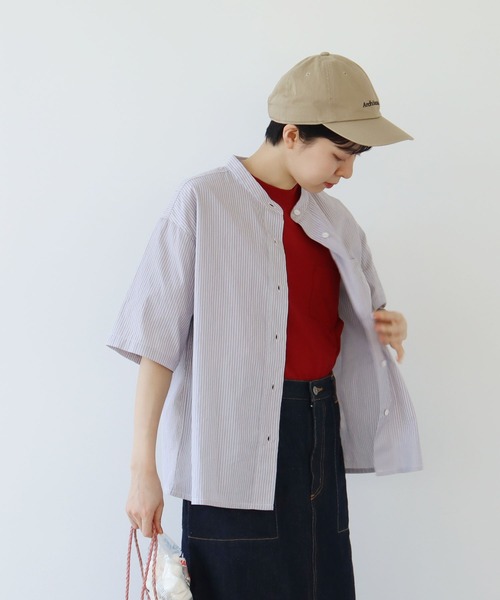 ☆新品☆PAR ICI ストライプ5分袖シャツ PAR ICI（パーリッシィ）の「【WEB別注カラー】先染めストライプ