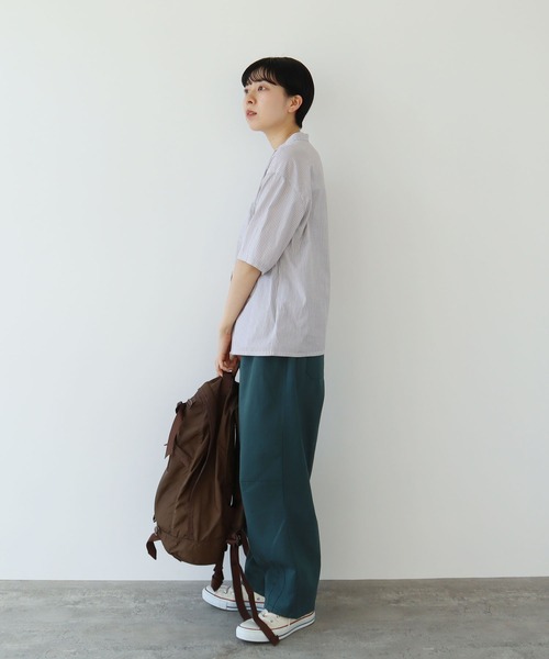 PAR ICI（パーリッシィ）の「【WEB別注カラー】先染めストライプ/無地 5分袖シャツ（シャツ/ブラウス・レディース・その他/ベージュ/ホワイト/サックスブルー・FREE）」の15枚目の写真