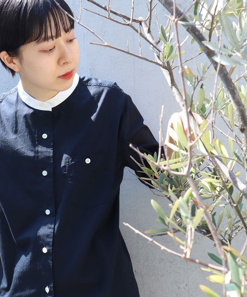 PAR ICI（パーリッシィ）の「【WEB別注カラー】先染めストライプ/無地 5分袖シャツ（シャツ/ブラウス・レディース・その他/ベージュ/ホワイト/サックスブルー・FREE）」の5枚目の写真