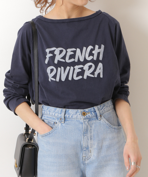 Spick & Span（スピックアンドスパン）の「ロゴラグランロンT（Tシャツ/カットソー・レディース・ネイビー/ベージュ・FREE）」の2枚目の写真