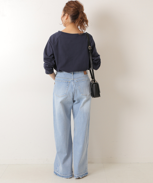 Spick & Span（スピックアンドスパン）の「ロゴラグランロンT（Tシャツ/カットソー・レディース・ネイビー/ベージュ・FREE）」の4枚目の写真