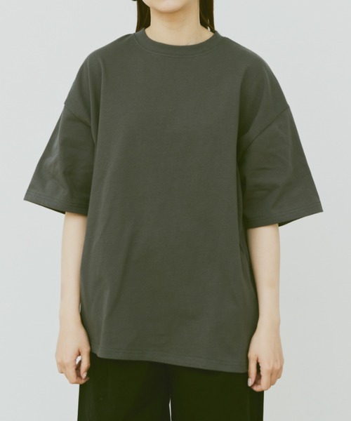 flaner（フラネ）の「Loose half sleeve tee/ルーズハーフスリーブT（Tシャツ/カットソー・レディース・グレー/チャコールグレー/ホワイト・MEDIUM/LARGE）」の2枚目の写真