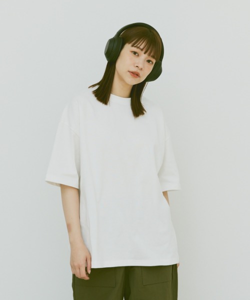 flaner（フラネ）の「Loose half sleeve tee/ルーズハーフスリーブT（Tシャツ/カットソー・レディース・グレー/チャコールグレー/ホワイト・MEDIUM/LARGE）」の16枚目の写真