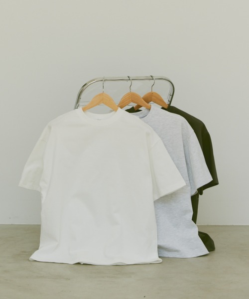 flaner（フラネ）の「Loose half sleeve tee/ルーズハーフスリーブT（Tシャツ/カットソー・レディース・グレー/チャコールグレー/ホワイト・MEDIUM/LARGE）」の8枚目の写真