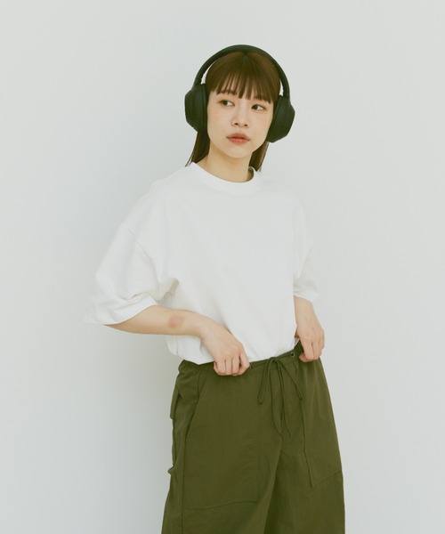 flaner（フラネ）の「Loose half sleeve tee/ルーズハーフスリーブT（Tシャツ/カットソー・レディース・グレー/チャコールグレー/ホワイト・MEDIUM/LARGE）」の17枚目の写真