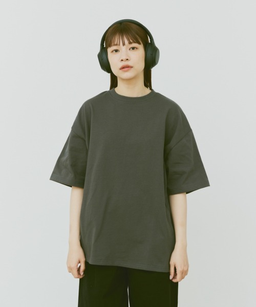 flaner（フラネ）の「Loose half sleeve tee/ルーズハーフスリーブT（Tシャツ/カットソー・レディース・グレー/チャコールグレー/ホワイト・MEDIUM/LARGE）」の5枚目の写真