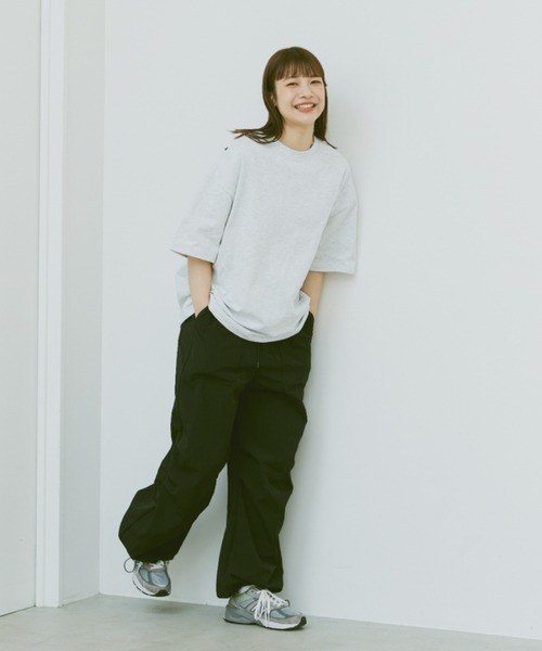 flaner（フラネ）の「Loose half sleeve tee/ルーズハーフスリーブT（Tシャツ/カットソー・レディース・グレー/チャコールグレー/ホワイト・MEDIUM/LARGE）」の10枚目の写真