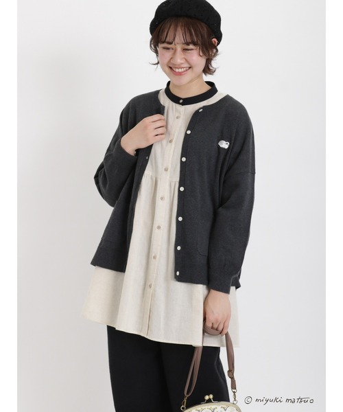 Samansa Mos2（サマンサ モスモス）の「【miyuki matsuo × SamansaMos2】カーディガン（カーディガン/ボレロ・レディース・チャコール/キナリ/ピンク/グリーン・ﾌﾘ-）」の8枚目の写真