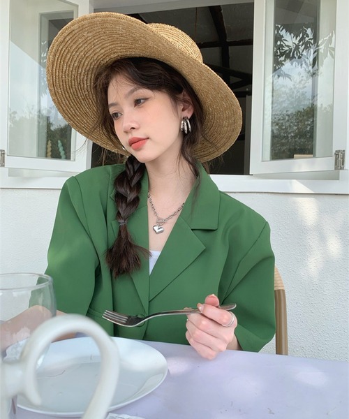 leune(ルネ)の「クロップドジャケット(テーラードジャケット・レディース・グリーン/ブラック・FREE)」の21枚目の写真