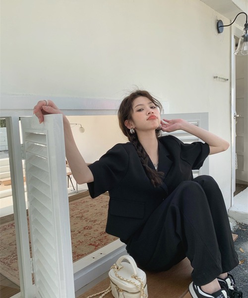 leune(ルネ)の「クロップドジャケット(テーラードジャケット・レディース・グリーン/ブラック・FREE)」の22枚目の写真