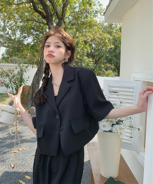 leune(ルネ)の「クロップドジャケット(テーラードジャケット・レディース・グリーン/ブラック・FREE)」の19枚目の写真