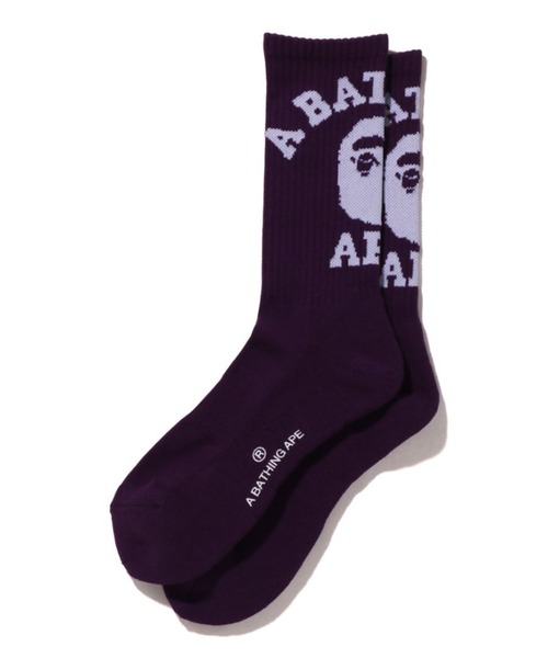 A BATHING APE(アベイシングエイプ)の「BAPE COLLEGE SOCKS M(ソックス/靴下・メンズ・ホワイト/ブラック/ベージュ/ブルー/グリーン/パープル・LARGE/MEDIUM)」の1枚目の写真