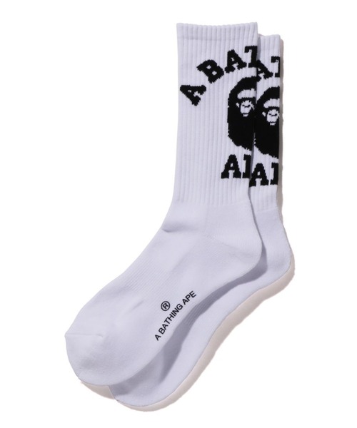 A BATHING APE(アベイシングエイプ)の「BAPE COLLEGE SOCKS M(ソックス/靴下・メンズ・ホワイト/ブラック/ベージュ/ブルー/グリーン/パープル・LARGE/MEDIUM)」の2枚目の写真