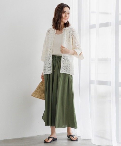 LEPSIM(レプシィム)の「ソウレース5分袖シャツ 182930(Tシャツ/カットソー・レディース・グリーン/ブラック/オフホワイト・FREE)」の4枚目の写真