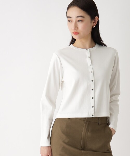 OPAQUE.CLIP（オペークドットクリップ）の「◆【大草直子さんコラボ】スナップボタンカーディガン（カーディガン/ボレロ・レディース・ブラック/ベビーピンク/ホワイト系その他3/ホワイト系・38/40）」の13枚目の写真