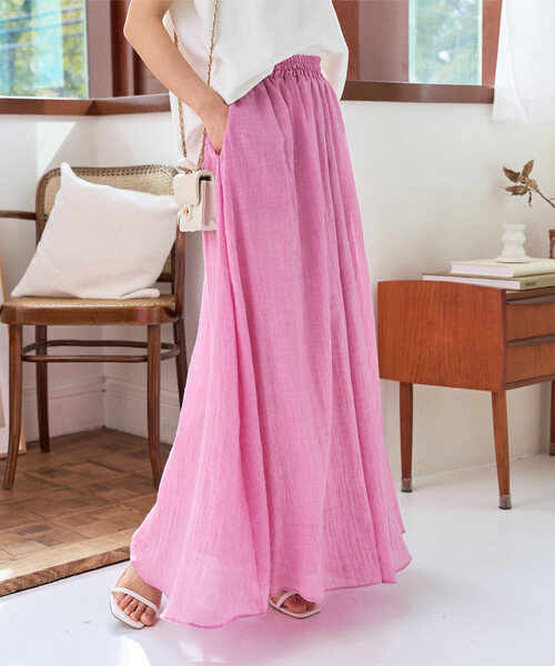 KOBE LETTUCE（コウベレタス）の「イージーケアコットン混ガーゼドレープパンツ（その他パンツ・レディース・チャコール/ネイビー/ブラック/ピンク/グレイッシュベージュ/ブルー/モカ/ラベンダー/ミント/ロイヤルブルー/ブラウン/ピンク系/レッド・1/2）」の12枚目の写真