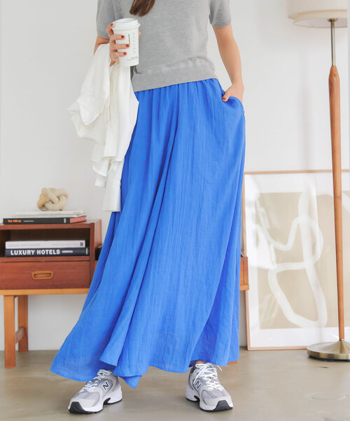 KOBE LETTUCE（コウベレタス）の「イージーケアコットン混ガーゼドレープパンツ（その他パンツ・レディース・チャコール/ネイビー/ブラック/ピンク/グレイッシュベージュ/ブルー/モカ/ラベンダー/ミント/ロイヤルブルー/ブラウン/ピンク系/レッド・1/2）」の9枚目の写真