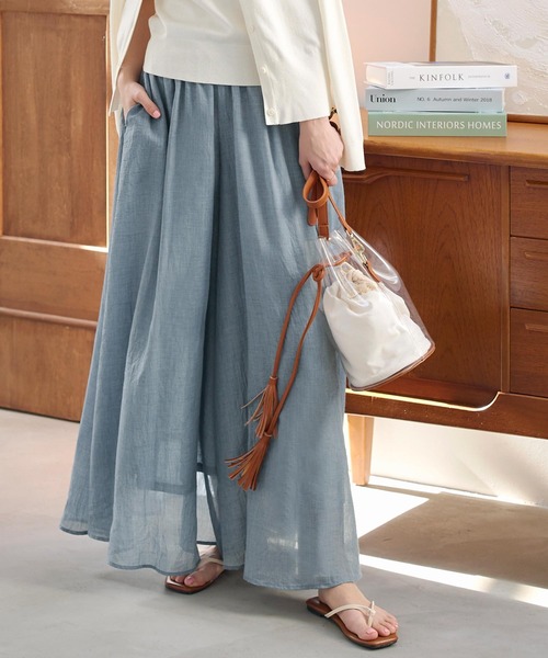 KOBE LETTUCE（コウベレタス）の「イージーケアコットン混ガーゼドレープパンツ（その他パンツ・レディース・チャコール/ネイビー/ブラック/ピンク/グレイッシュベージュ/ブルー/モカ/ラベンダー/ミント/ロイヤルブルー/ブラウン/ピンク系/レッド・1/2）」の21枚目の写真