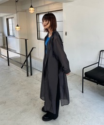 サイドスリットシアーシャツワンピース