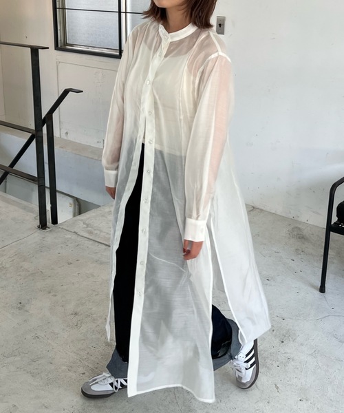 ケイトスペード　総レース　ウエストリボン　サイドスリット　シャツワンピース　白 日本製 サイドスリットシャツワンピース ワンピース &LOTTA