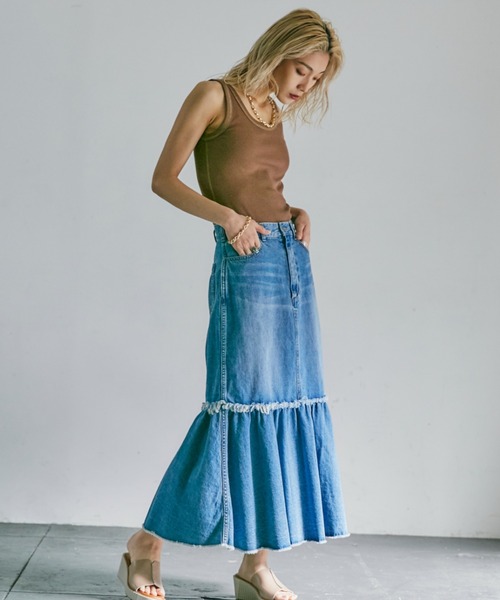 ROSE BUD（ローズバッド）の「リブタンクトップ（タンクトップ・レディース・ブルー/ブラック/ブラウン/ホワイト・FREE）」の14枚目の写真