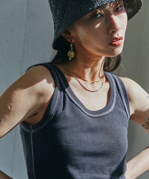 ROSE BUD（ローズバッド）の「リブタンクトップ（タンクトップ・レディース・ブルー/ブラック/ブラウン/ホワイト・FREE）」の11枚目の写真