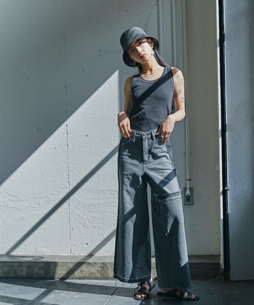 ROSE BUD（ローズバッド）の「リブタンクトップ（タンクトップ・レディース・ブルー/ブラック/ブラウン/ホワイト・FREE）」の7枚目の写真