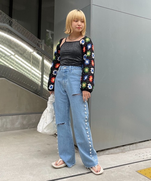 HELLO.SANFRANCISCO（ハローサンフランシスコ）の「【HELLO.SANFRANCISCO/ハローサンフランシスコ】クロシェボレロ付ティアードキャミワンピ（ワンピース・レディース・ホワイト/ブラック・FREE）」の18枚目の写真