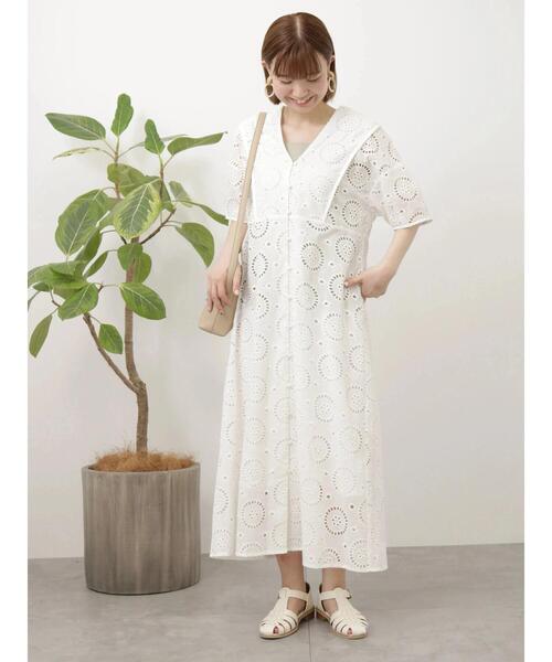 Lugnoncure（ルノンキュール）の「アイレットレースワンピース（ワンピース・レディース・ブラック/オフホワイト/オレンジ・F）」の4枚目の写真