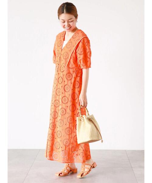 Lugnoncure（ルノンキュール）の「アイレットレースワンピース（ワンピース・レディース・ブラック/オフホワイト/オレンジ・F）」の7枚目の写真