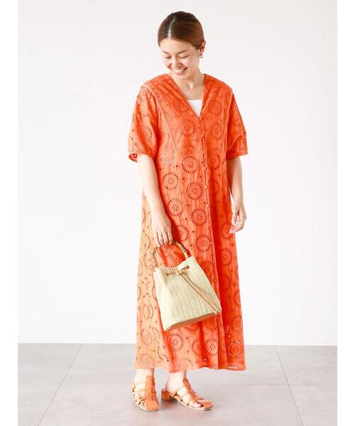 Lugnoncure（ルノンキュール）の「アイレットレースワンピース（ワンピース・レディース・ブラック/オフホワイト/オレンジ・F）」の8枚目の写真