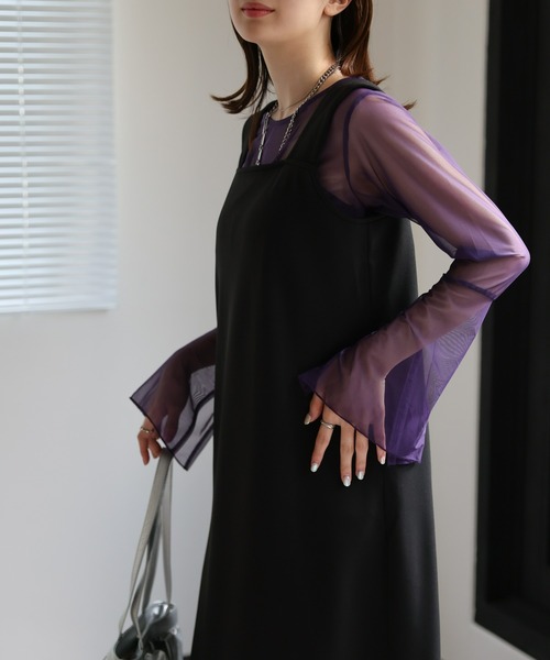 sakishimatokyo（サキシマトーキョー）の「スリットスリーブ シアートップス / カットソー/ブラウス（Tシャツ/カットソー・レディース・チャコール/グリーン/ブルー/ブラック/アイボリー/ダークブラウン/レッド系その他/パープル/スミクロ・FREE）」の8枚目の写真