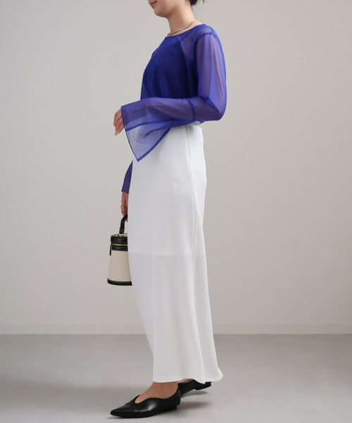 sakishimatokyo（サキシマトーキョー）の「スリットスリーブ シアートップス / カットソー/ブラウス（Tシャツ/カットソー・レディース・チャコール/グリーン/ブルー/ブラック/アイボリー/ダークブラウン/レッド系その他/パープル/スミクロ・FREE）」の12枚目の写真