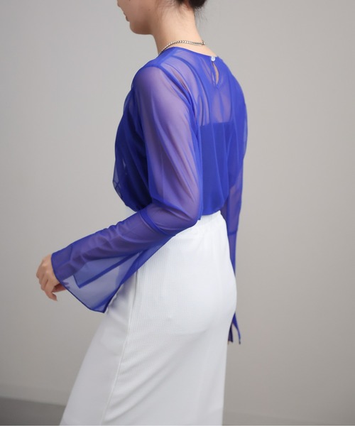 sakishimatokyo（サキシマトーキョー）の「スリットスリーブ シアートップス / カットソー/ブラウス（Tシャツ/カットソー・レディース・チャコール/グリーン/ブルー/ブラック/アイボリー/ダークブラウン/レッド系その他/パープル/スミクロ・FREE）」の20枚目の写真