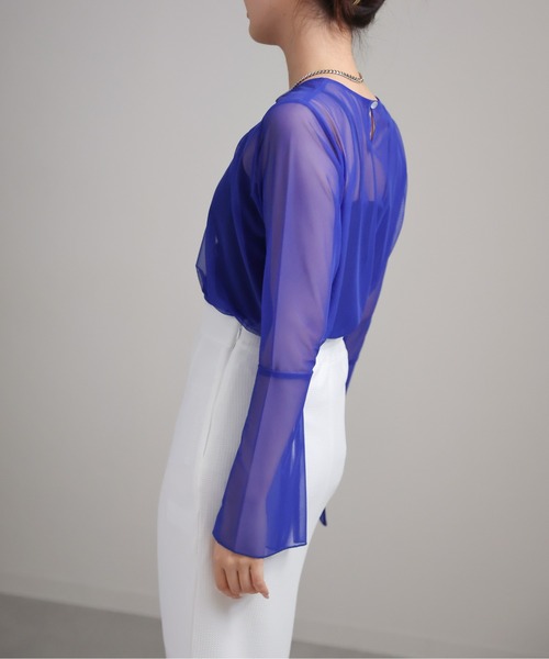 sakishimatokyo（サキシマトーキョー）の「スリットスリーブ シアートップス / カットソー/ブラウス（Tシャツ/カットソー・レディース・チャコール/グリーン/ブルー/ブラック/アイボリー/ダークブラウン/レッド系その他/パープル/スミクロ・FREE）」の21枚目の写真