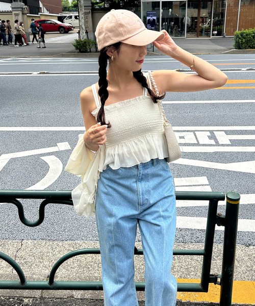 one after another NICE CLAUP（ワンアフターアナザーナイスクラップ）の「ロゴ刺繍キャップ（キャップ・レディース・ブラック/ピンク/アイボリー・FREE）」の12枚目の写真