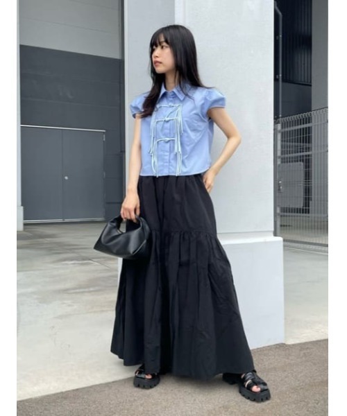 teloplan クロップド丈 チャイナシャツ SLY（スライ）の「CHINA DETAIL