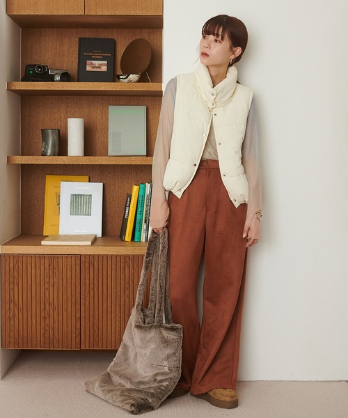 DISCOAT（ディスコート）の「スエードライクワイドパンツ（その他パンツ・レディース・アイボリー/ブラウン系その他/ブルー・FREE）」の12枚目の写真