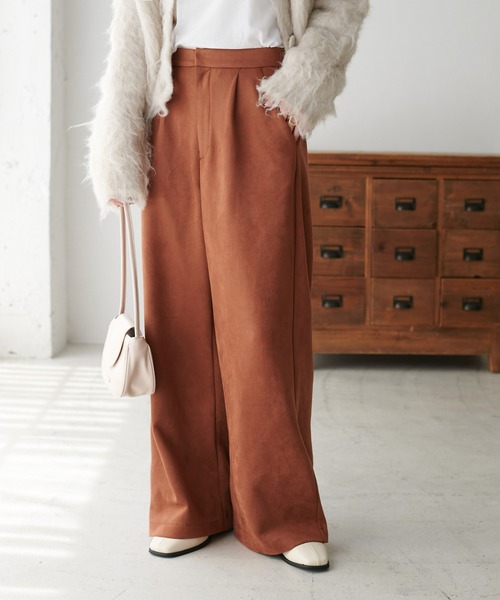 DISCOAT（ディスコート）の「スエードライクワイドパンツ（その他パンツ・レディース・アイボリー/ブラウン系その他/ブルー・FREE）」の7枚目の写真