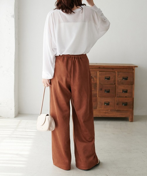 DISCOAT（ディスコート）の「スエードライクワイドパンツ（その他パンツ・レディース・アイボリー/ブラウン系その他/ブルー・FREE）」の10枚目の写真