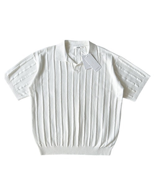 ASCLO(エジュクロ)の「ASCLO Rough Vertical Collar Knit(ニット/セーター・メンズ・ブラック/グリーン/アイボリー・FREE)」の2枚目の写真
