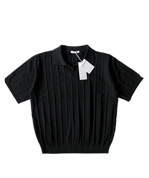 ASCLO(エジュクロ)の「ASCLO Rough Vertical Collar Knit(ニット/セーター・メンズ・ブラック/グリーン/アイボリー・FREE)」の3枚目の写真